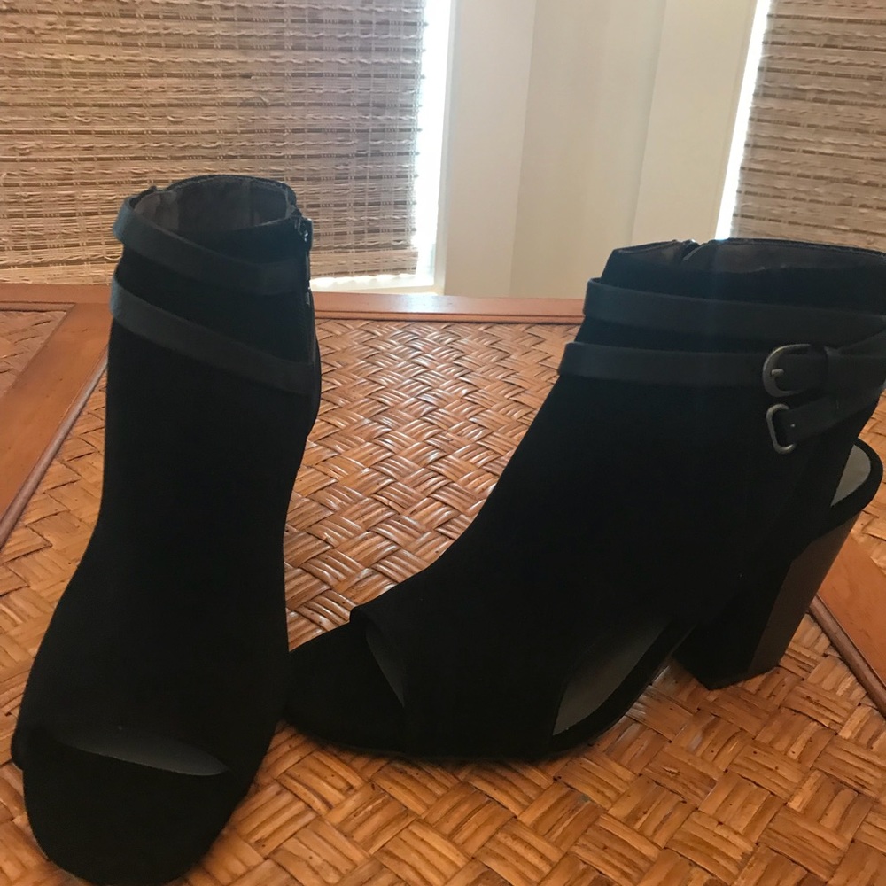 Block Heel Peep-Toe Bootie
